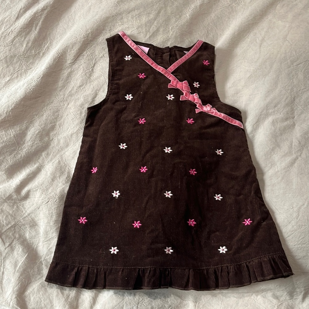 Girls corduroy jumper overall dress, brown, size 24 month, worn once